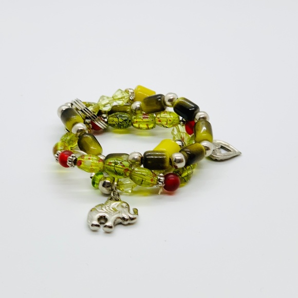 Peruvian Glass Bead Heart Charm Bracelet Set - Picture 1 of 3